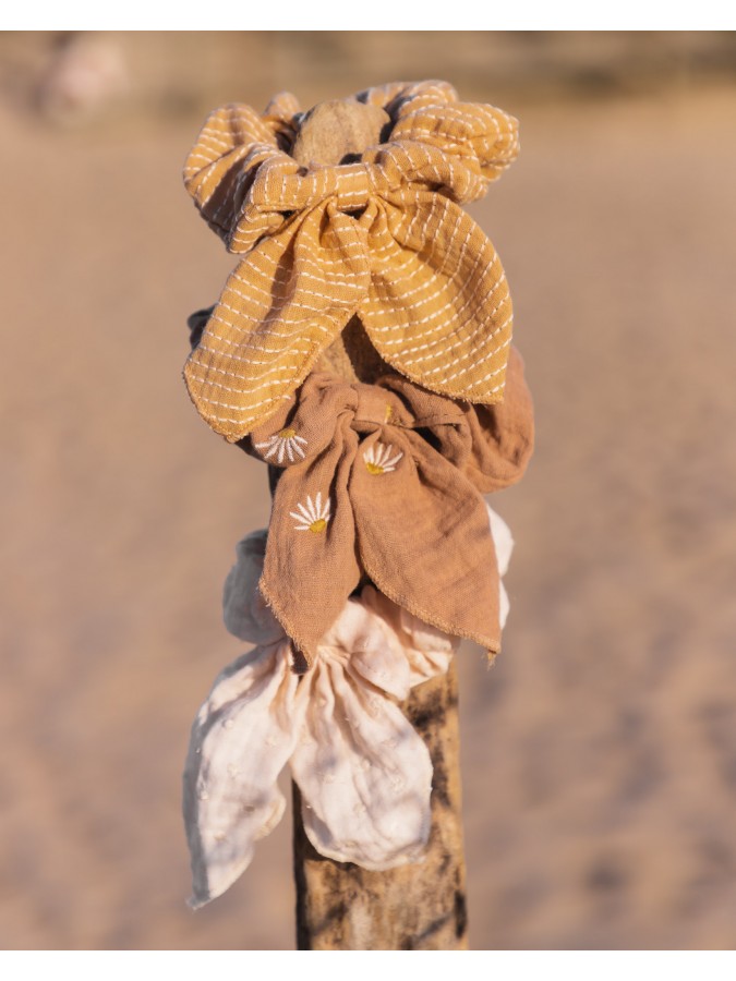 Hair Elastic Scrunchie - Stripe Honey Bow