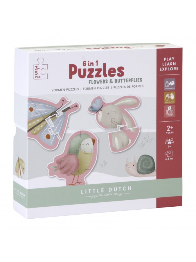6 in 1 Puzzles - Flowers & Butterflies