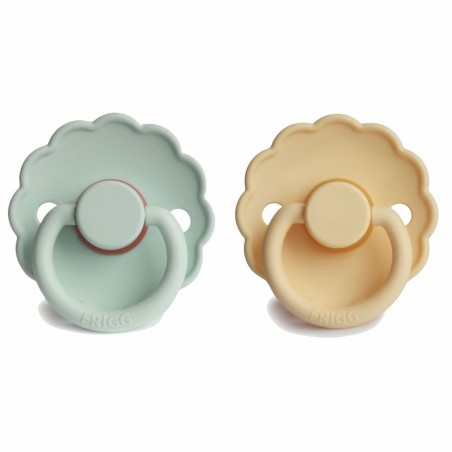 Pacifier Pack FRIGG Daisy Latex - Seafom/Pale Daffodil