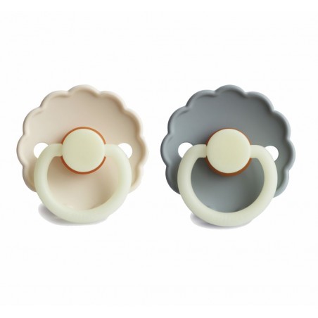 Pacifier FRIGG Night Latex 2-Pack Cream/French Gray