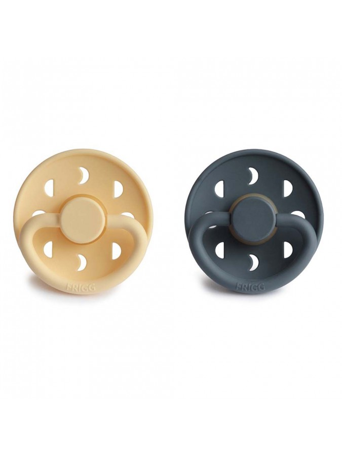 Pacifier FRIGG Moon Phase Latex 2-Pack Pale Daffodil/Slate