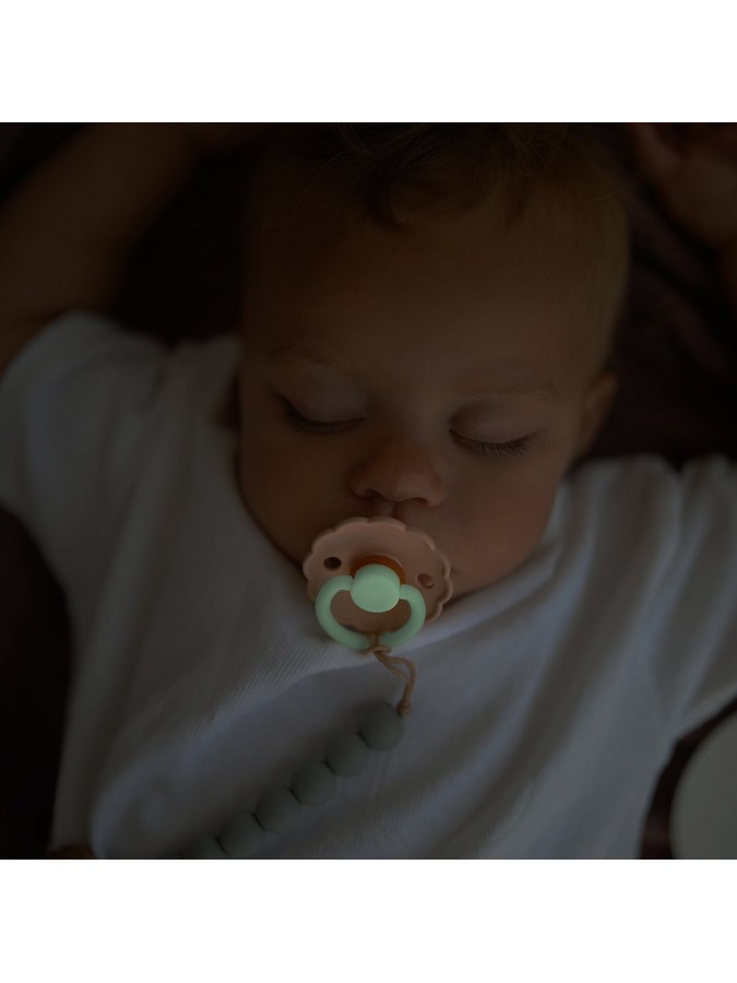 Pacifier FRIGG Night Latex 2-Pack Cream/French Gray