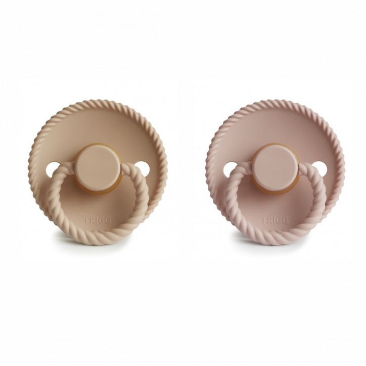 Pacifier FRIGG Rope Latex 2-Pack Croissant/Blush