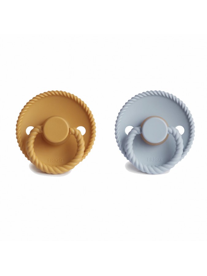 Pacifier FRIGG Rope Latex 2-Pack Honey Gold/Powder Blue