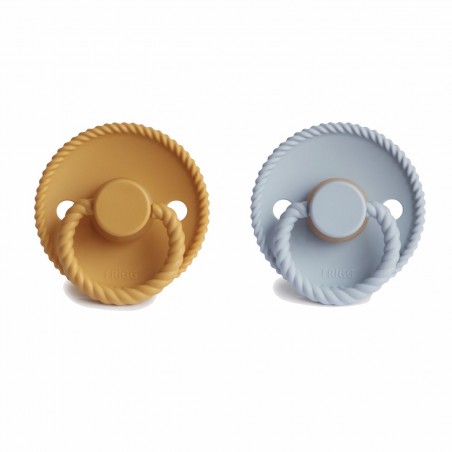 Pacifier FRIGG Rope Latex 2-Pack Honey Gold/Powder Blue