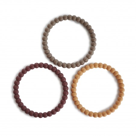 Bracelet Teether Pearl - Berry-Marigold-Khaki