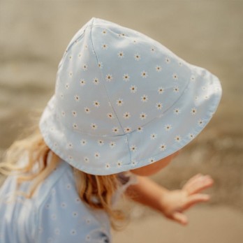 Reversible Sun Hat - Daisies Blue / White