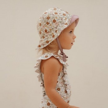 Reversible Sun Hat - Vintage Little Flowers / Mauve