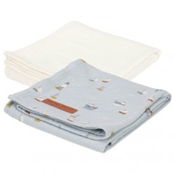 Swaddle - Sailors Bay Blue/Pure Soft White (70x70)