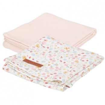 Swaddles - Flowers & Butterflies/Pure Soft Pink  (70x70)