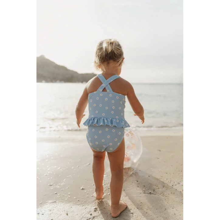 Bathsuit ruffles - Daisies Blue