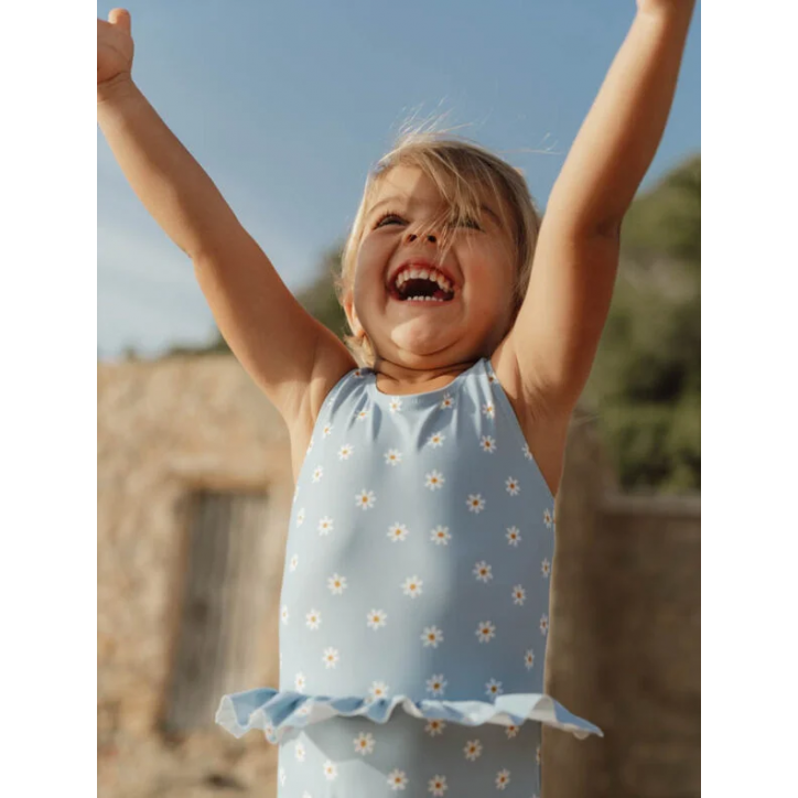 Bathsuit ruffles - Daisies Blue