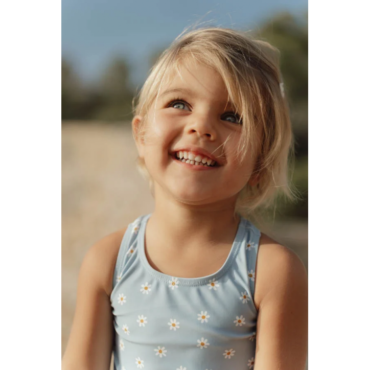 Bathsuit ruffles - Daisies Blue