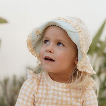 Reversible Sun Hat - Sea Green / Sunshine Checks