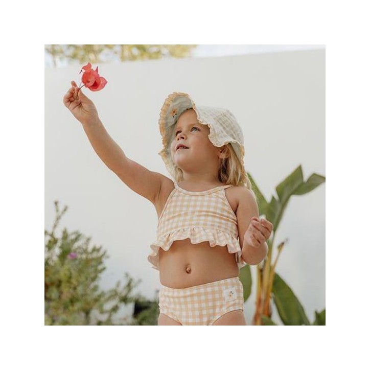 Reversible Sun Hat - Sea Green / Sunshine Checks