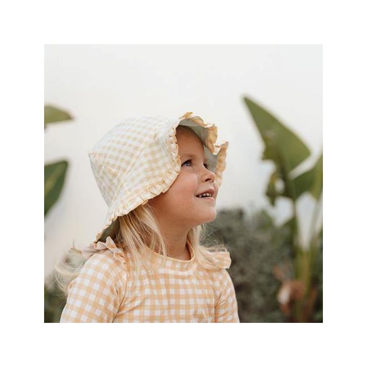 Reversible Sun Hat - Sea Green / Sunshine Checks