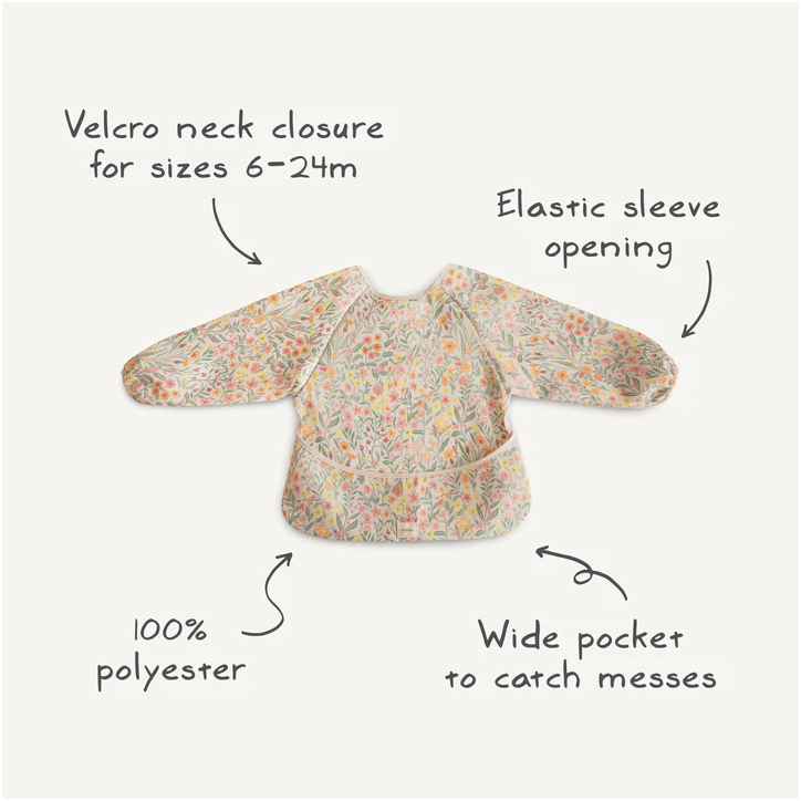 Long Sleeve Bib - SOLID PASTEL BLOOMS Long Sleeve Bib - SOLID PASTEL BLOOMS