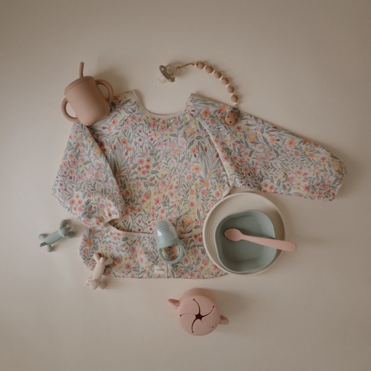 Long Sleeve Bib - SOLID PASTEL BLOOMS Long Sleeve Bib - SOLID PASTEL BLOOMS