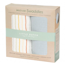 Swaddles 70 x 70 – Vintage Sunny Stripes / Pure Soft Blue