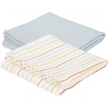 Swaddles 70 x 70 – Vintage Sunny Stripes / Pure Soft Blue