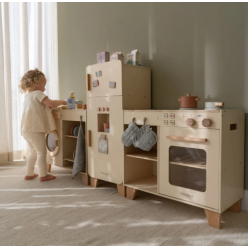 Wooden Play Kitchen Cream